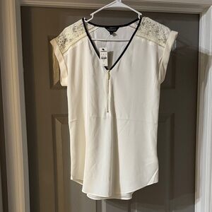 Express Cream Lace Accent Women's Blouse